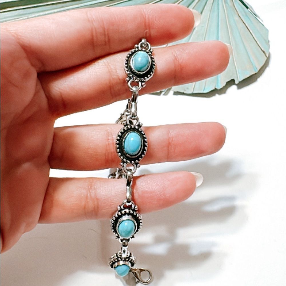 Boho silver anklet S628 - Picture 4 of 4
